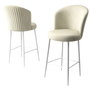 Hanah Home Taburetes de Bar Crema y Blanco - Juego de 2 uds - Metal, Babyface, Espuma DNS - Ancho 46cm, Alto 102cm, Prof. 40cm